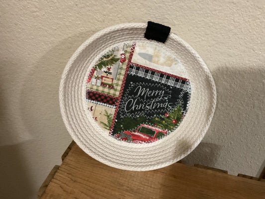 Black/red/Cream “Merry Christmas “ Rope basket, Medium