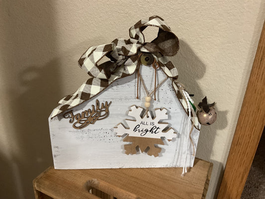 Brown “Family-All is Bright” Wood House, Medium