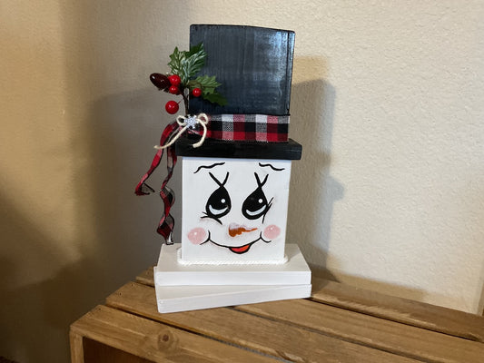 Red/Black  Wood /Book Snowman, Large