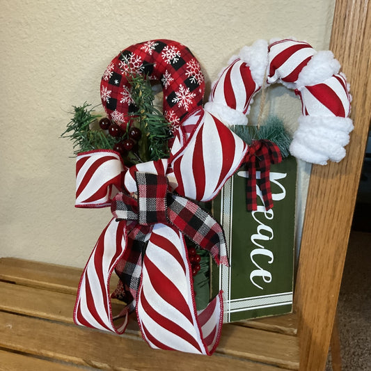 Red/White  Double Candy Cane Hanger, Large
