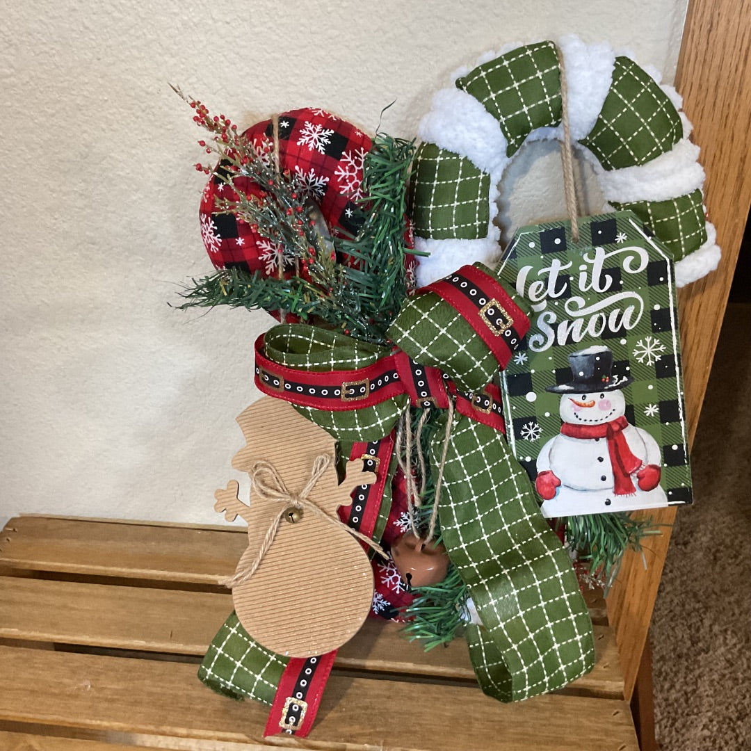 Green & White  Double Candy Cane Hanger, Large