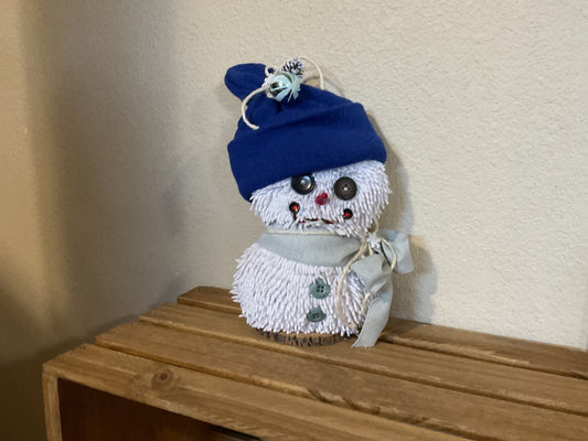 Royal Blue Hat  Fabric Snowman, Medium