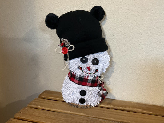 Black Hat  Fabric Snowman, Medium