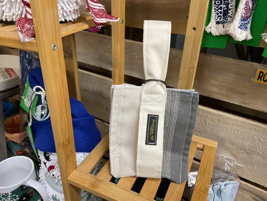 Gray Stripe  Fabric Gift Bag, Small