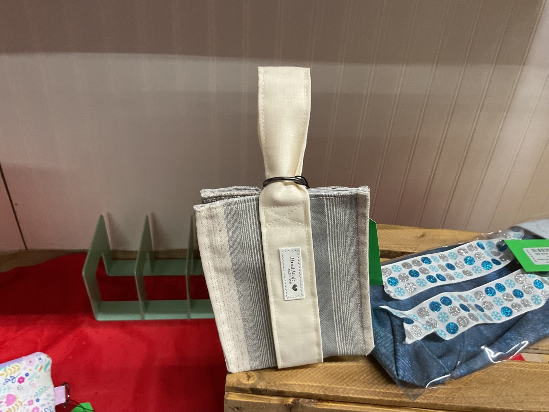 Gray/Cream  Fabric Gift Bag