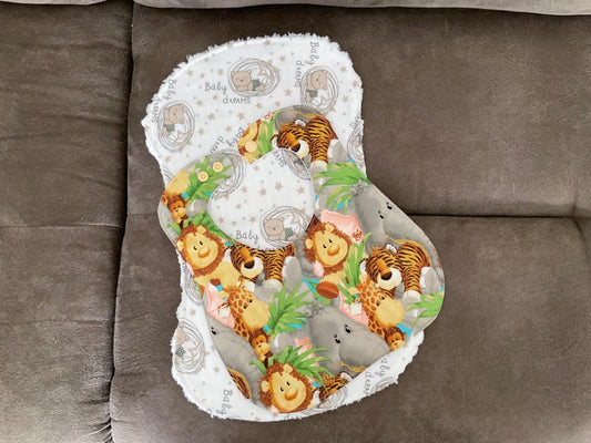 Brown/ Green/Pastels Jungle Theme/ Baby Dreams Baby Bib w/ 1 Burp Cloth, Small