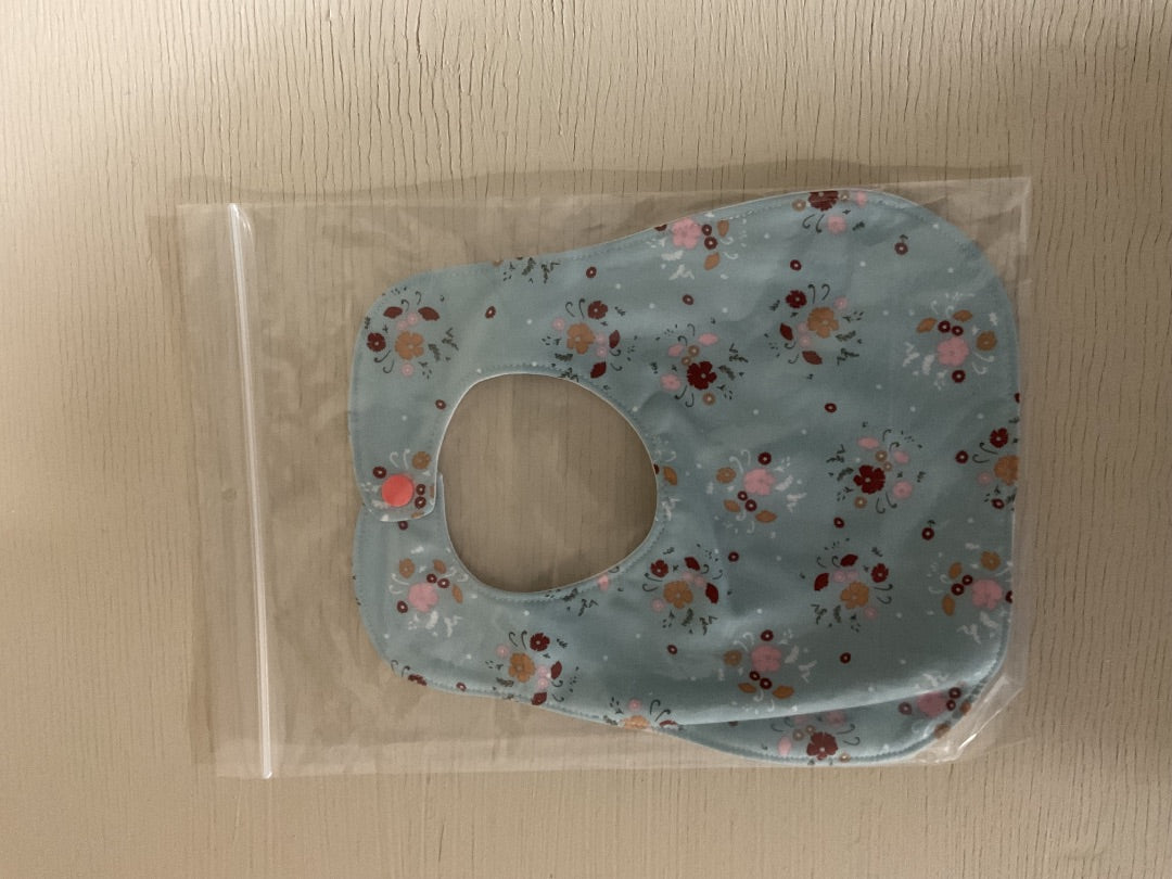 Blue/ flowered  Bib