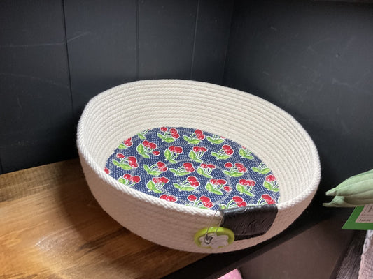 Green/ Red Cherry  Rope Bowl- Apple, Extra Large