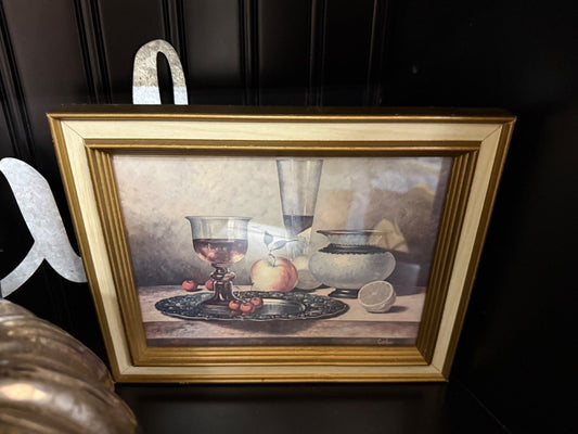 cream vintage vintage table setting prints set of 2