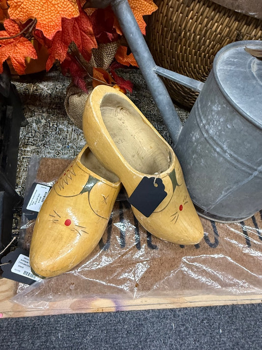 blonde vintage wooden dutch shoes