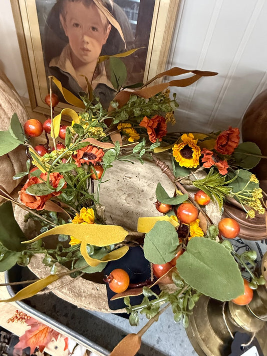 orange modern sunflower wreath