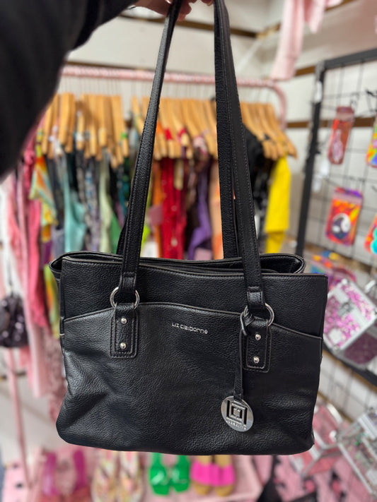 black Liz claiborne leather tote bag, One Size