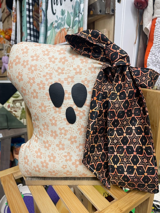 Pink Fabric Ghost w/ Large Bow , Large
