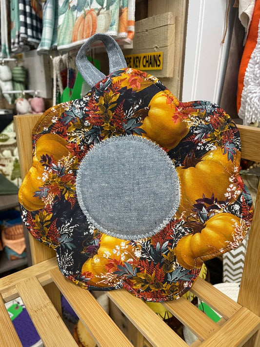Blue Fabric Flower Trivet , Medium
