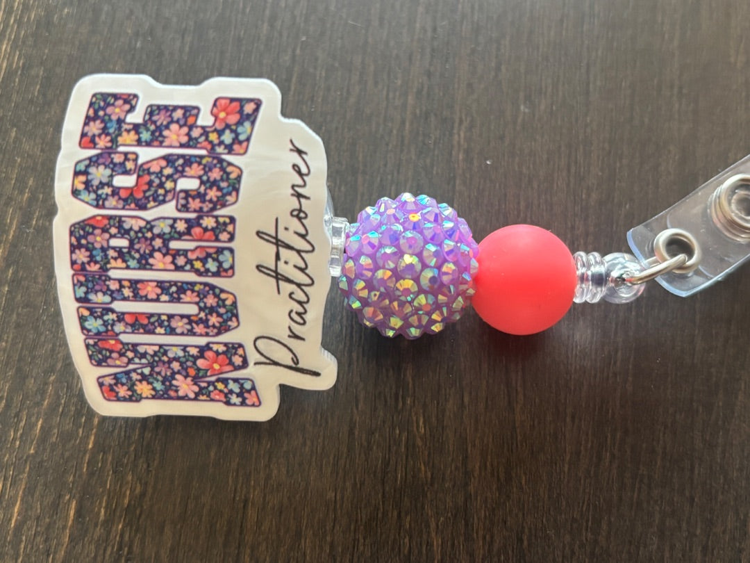 Acrylic Badge Reel with Beads Grace's bead Shop,Blue, Grace's bead Shop