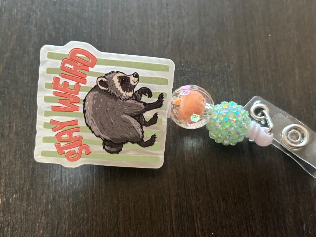 Acrylic Badge Reel with Beads Grace's bead Shop, Grace's bead Shop
