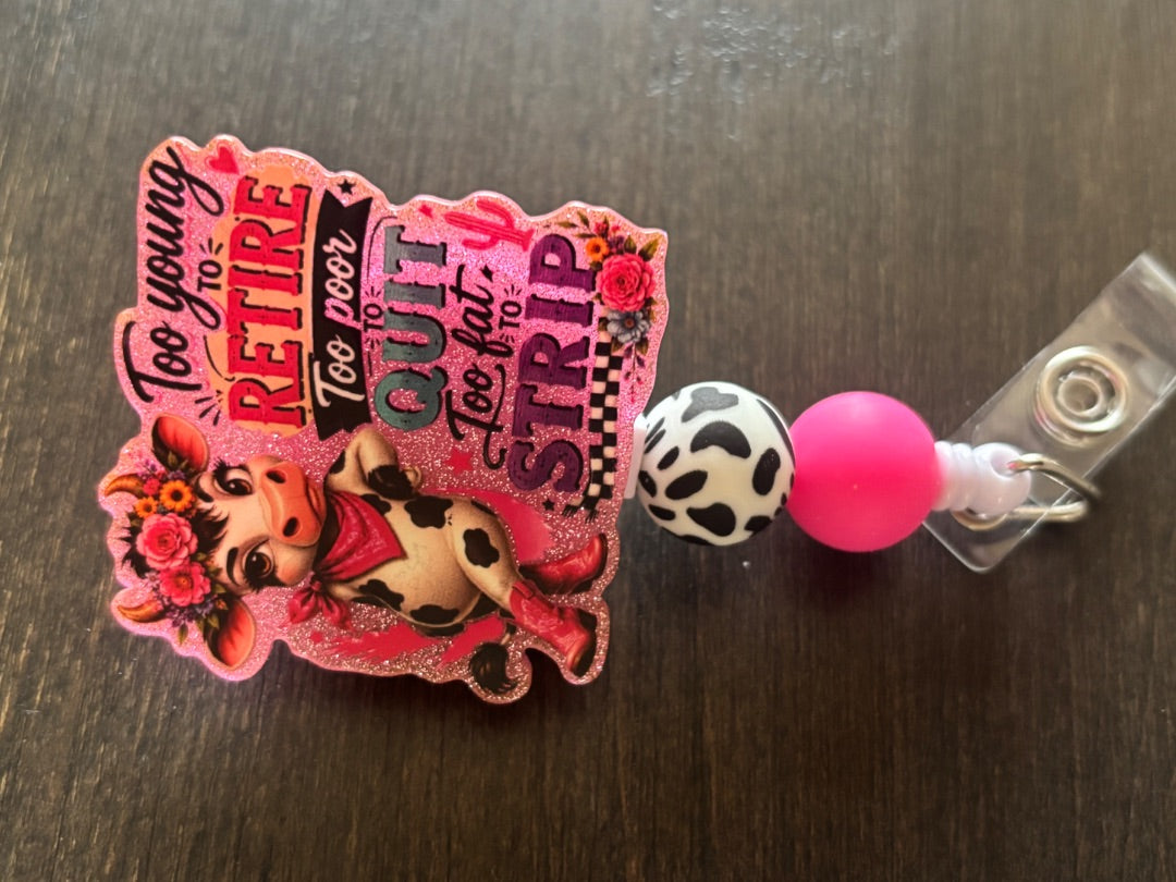 Acrylic Badge Reel with Beads Grace's bead Shop, Grace's bead Shop
