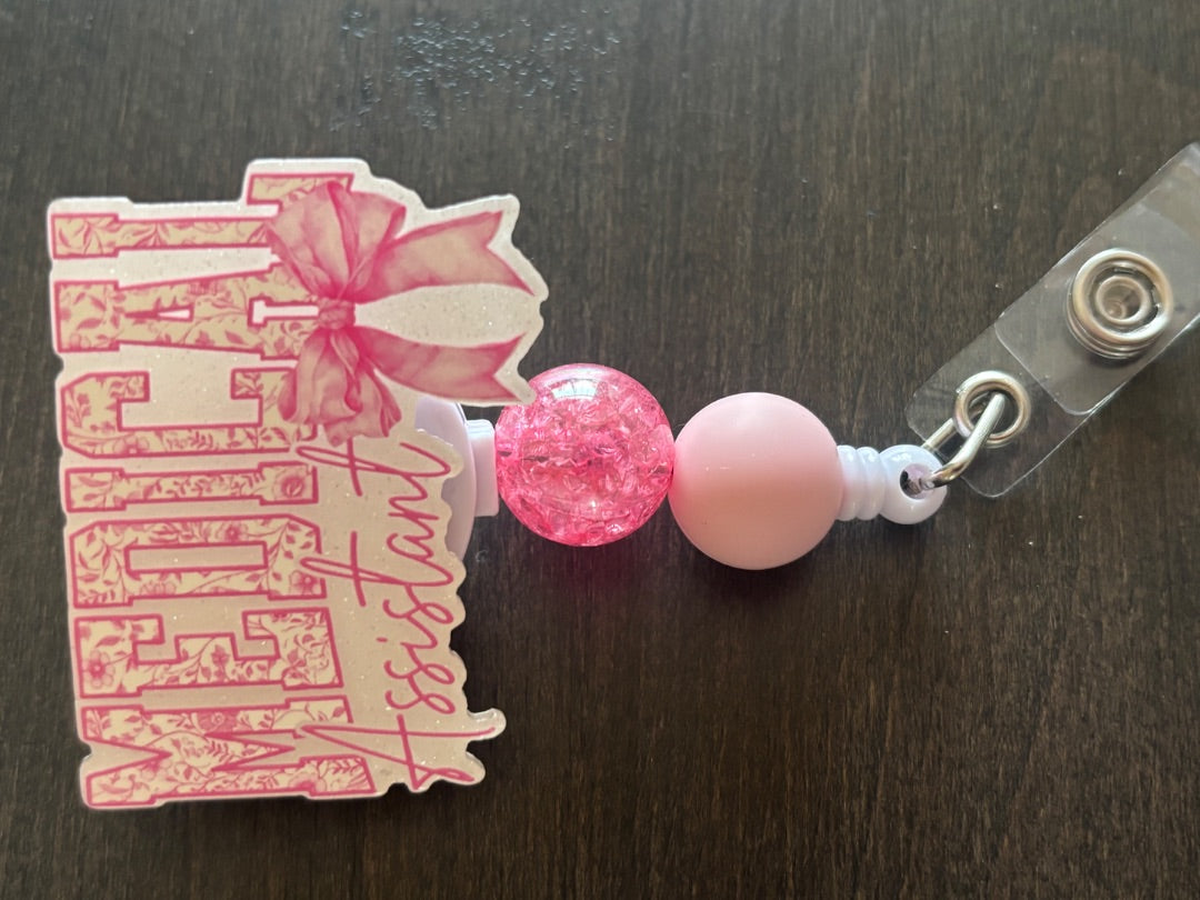 Acrylic Badge Reel with Beads Grace's bead Shop, Grace's bead Shop