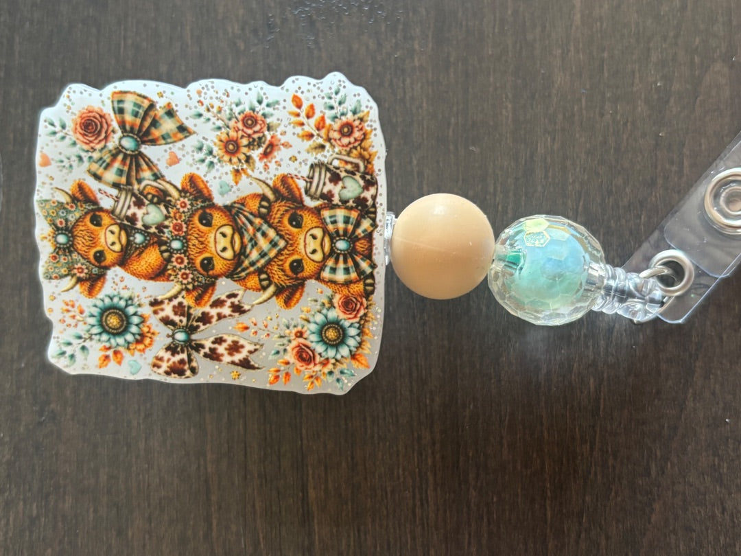 Acrylic Badge Reel with Beads Grace's bead Shop, Grace's bead Shop