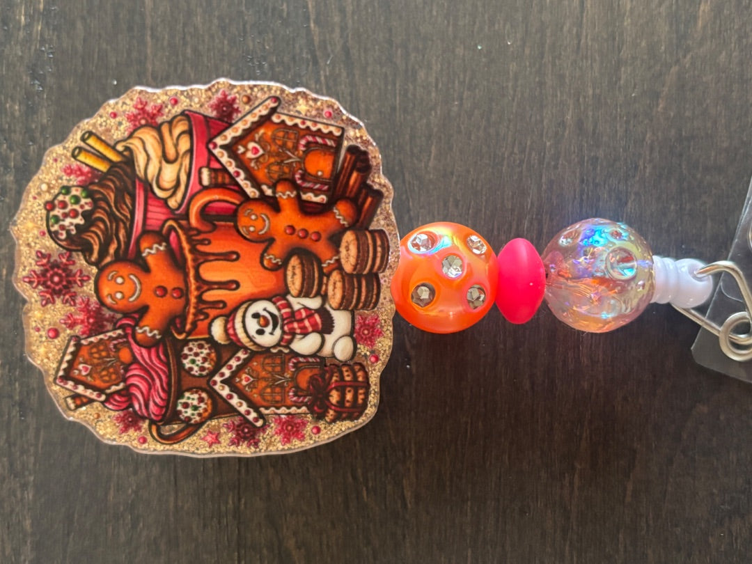Acrylic Badge Reel with Beads Grace's bead Shop, Grace's bead Shop