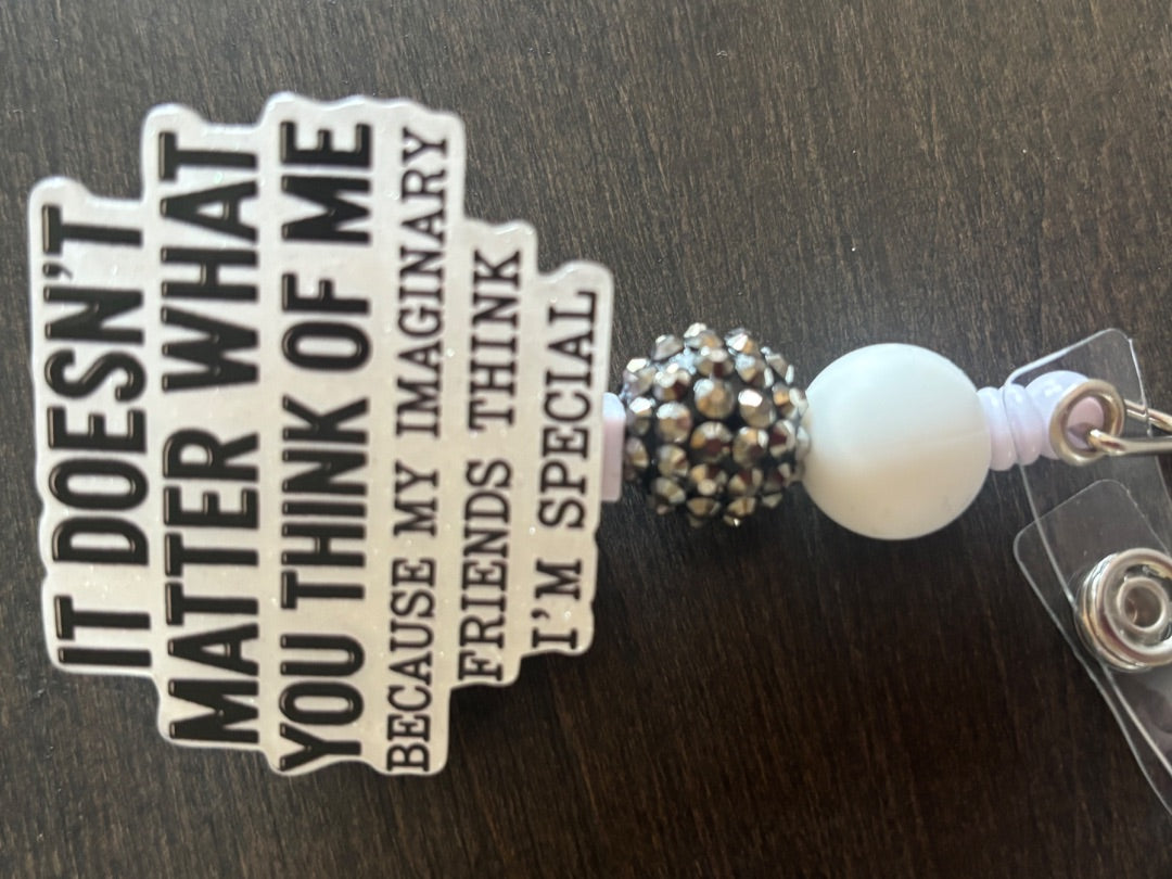 Acrylic Badge Reel with Beads Grace's bead Shop, Grace's bead Shop