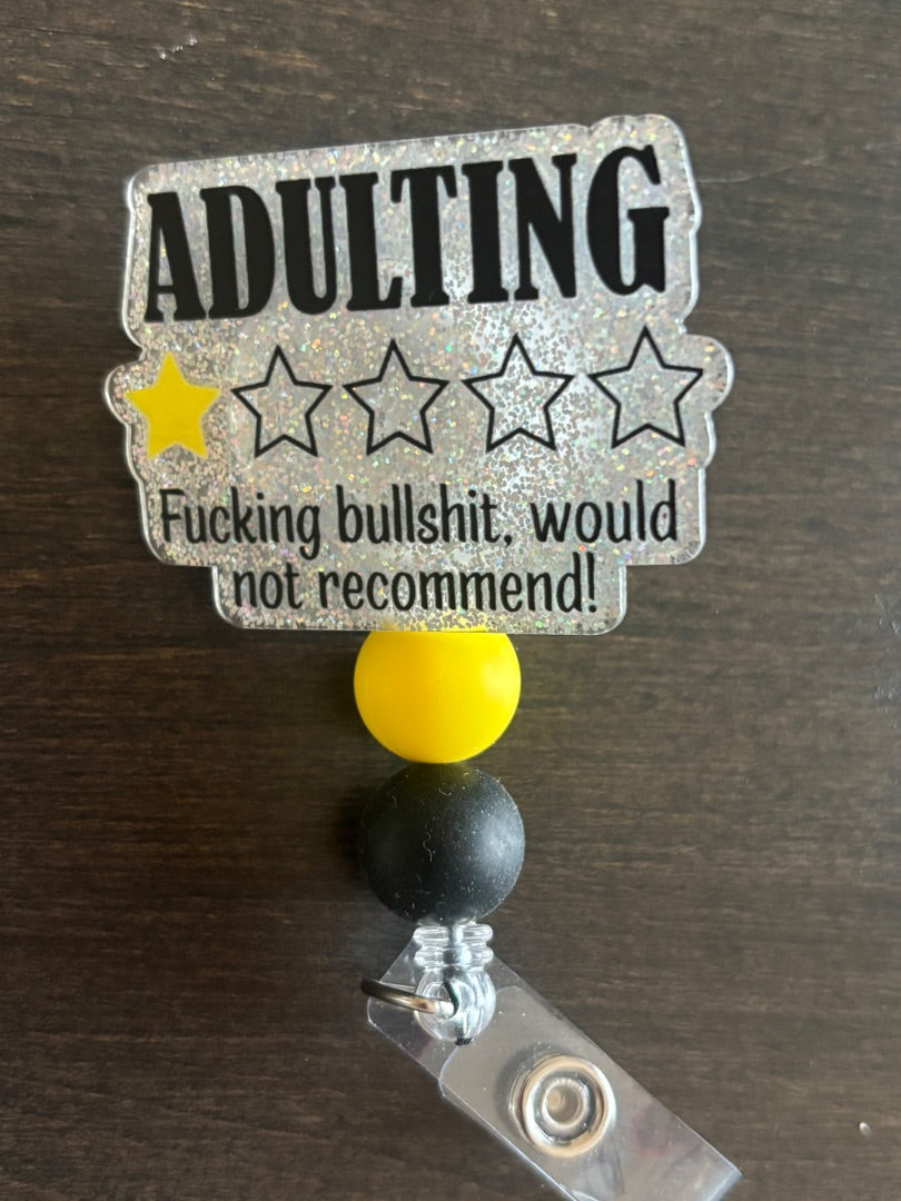 Acrylic Badge Reel with Beads Grace's bead Shop, Grace's bead Shop