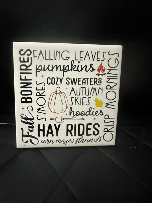 Tile Fall words, Designed Locally,White, Lasting Marks LLC