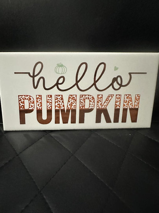 Tile Hello Pumpkin, Designed Locally,White, Lasting Marks LLC
