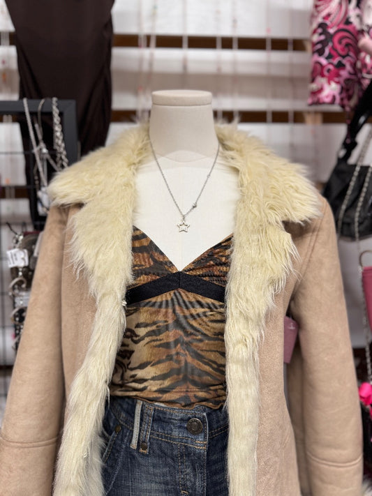 Tan  Y2K fur coat