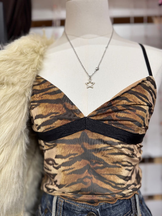 Brown Edikted Y2K animal print, Small