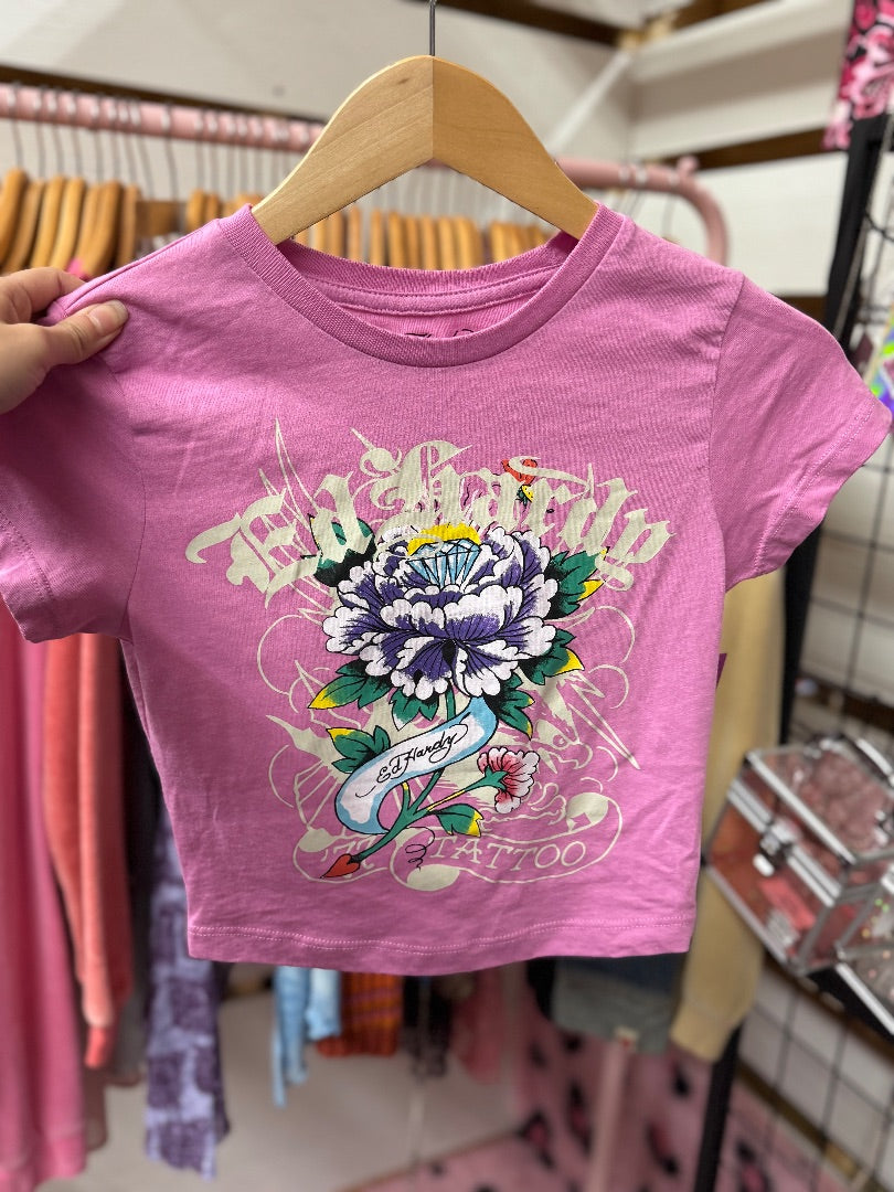 Pink Ed hardy Ed hardy baby tee, xsmall