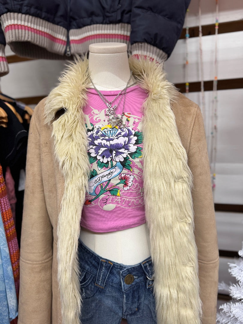 Tan  Light fur coat, Large