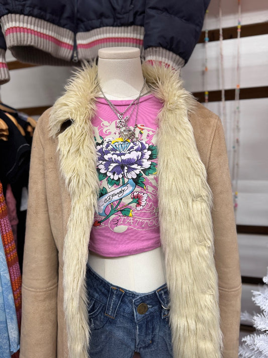 Tan  Light fur coat, Large