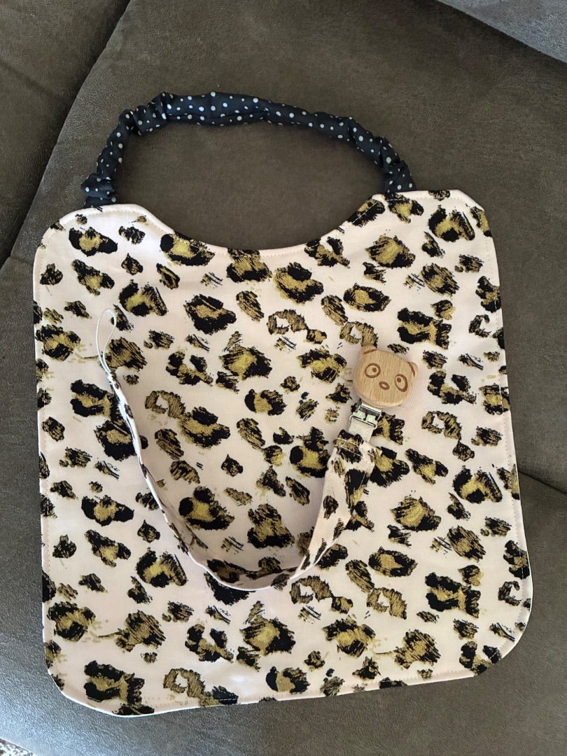 Pink/black  Zebra Bib w/ Pacifier Holder