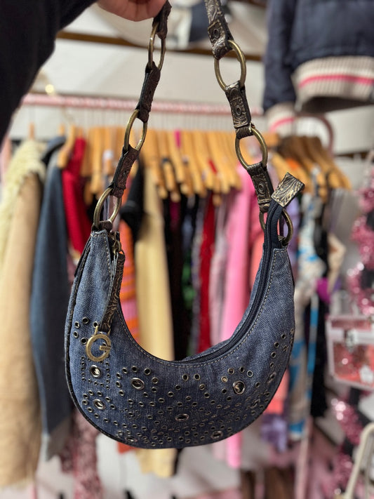 Blue Guess retro denim purse, small