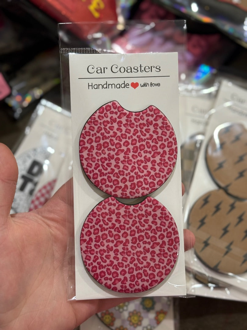 Pink Leopard  Car Coaster, Car Coaster