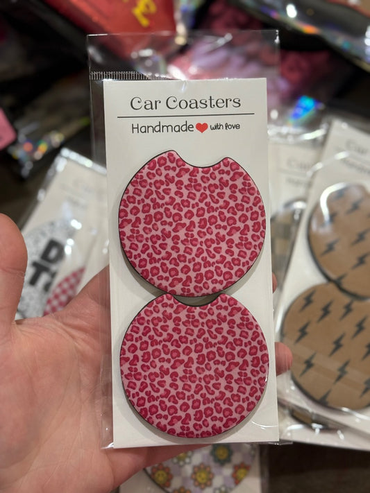 Pink Leopard  Car Coaster, Car Coaster