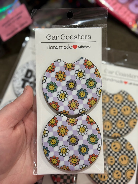 Purple Flowers  Car Coasters, Car Coaster
