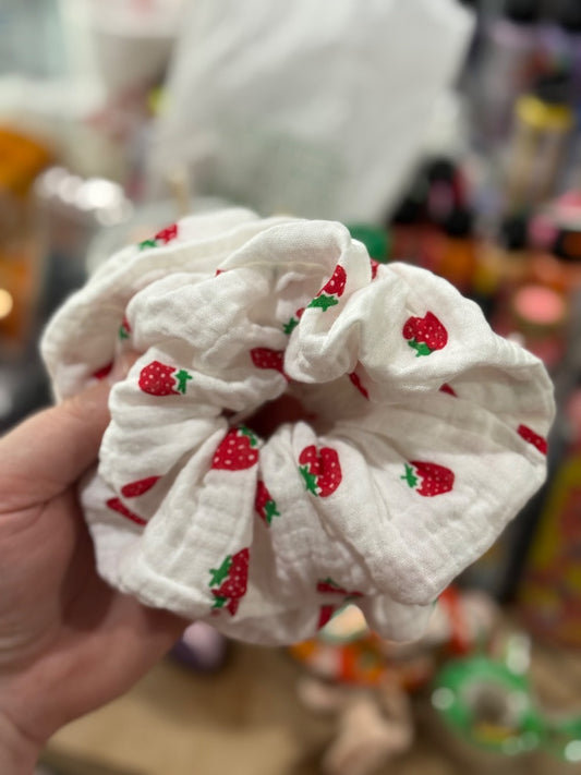 Fluffy Strawberry  Scrunchie, Scrunchie
