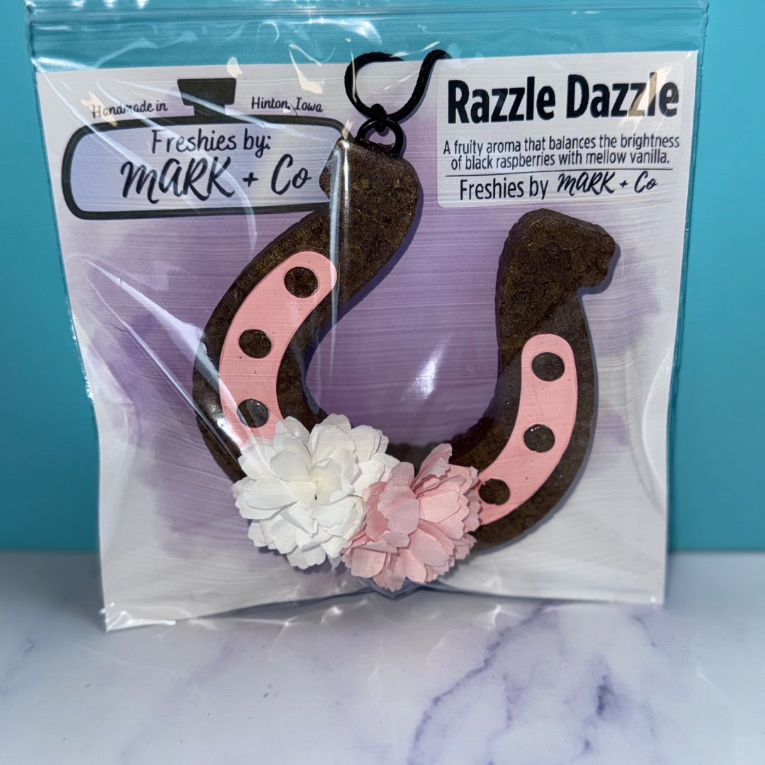 Horseshoe with Flowers Razzle Dazzle Freshie