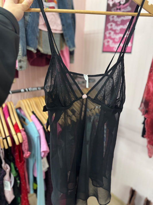 Black Escante Lace bow top, medium