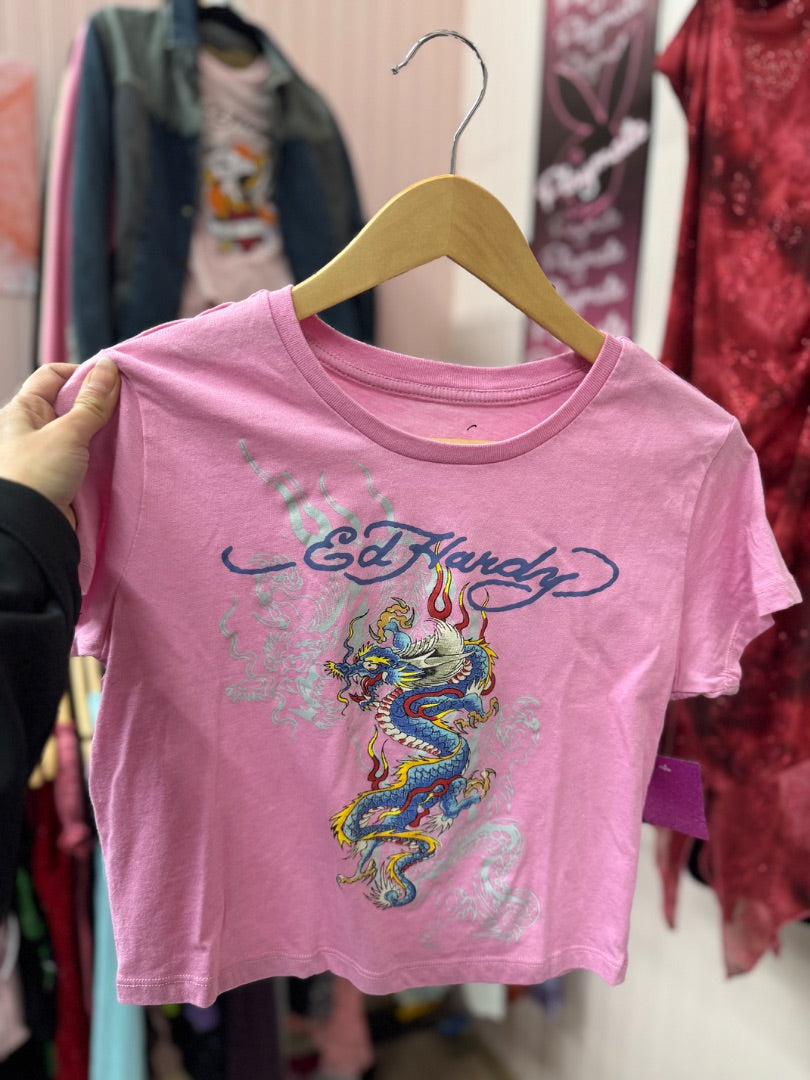 Pink Ed hardy Dragon girl, large