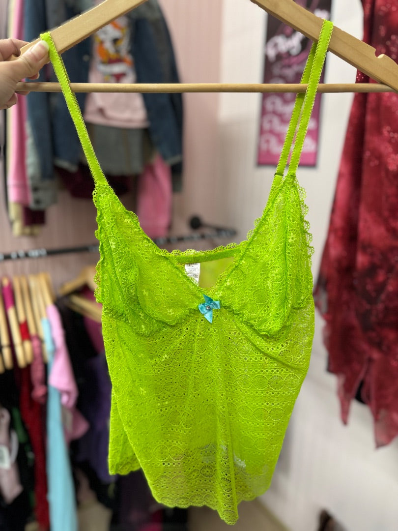 Green Pout Net tank top, medium