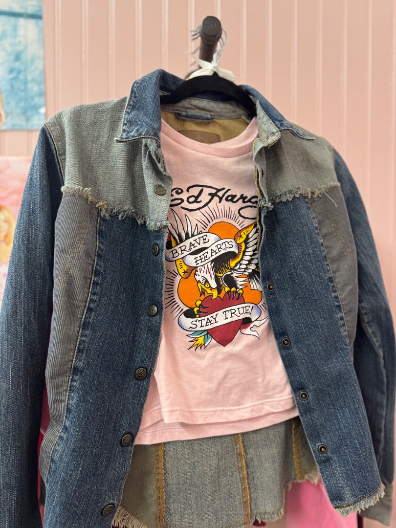 Pink Ed hardy Brave hearts baby tee, Xlarge