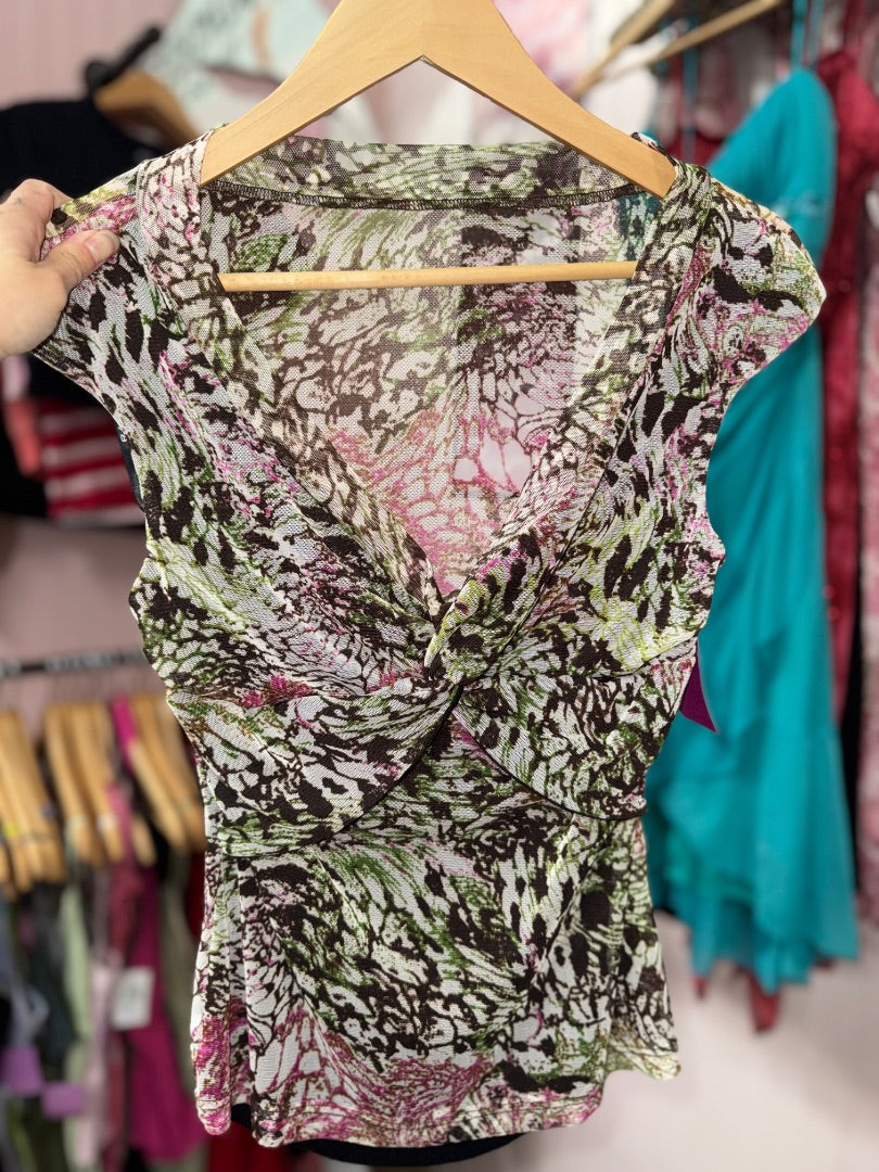 Brown/pink  Earthy mesh top, small