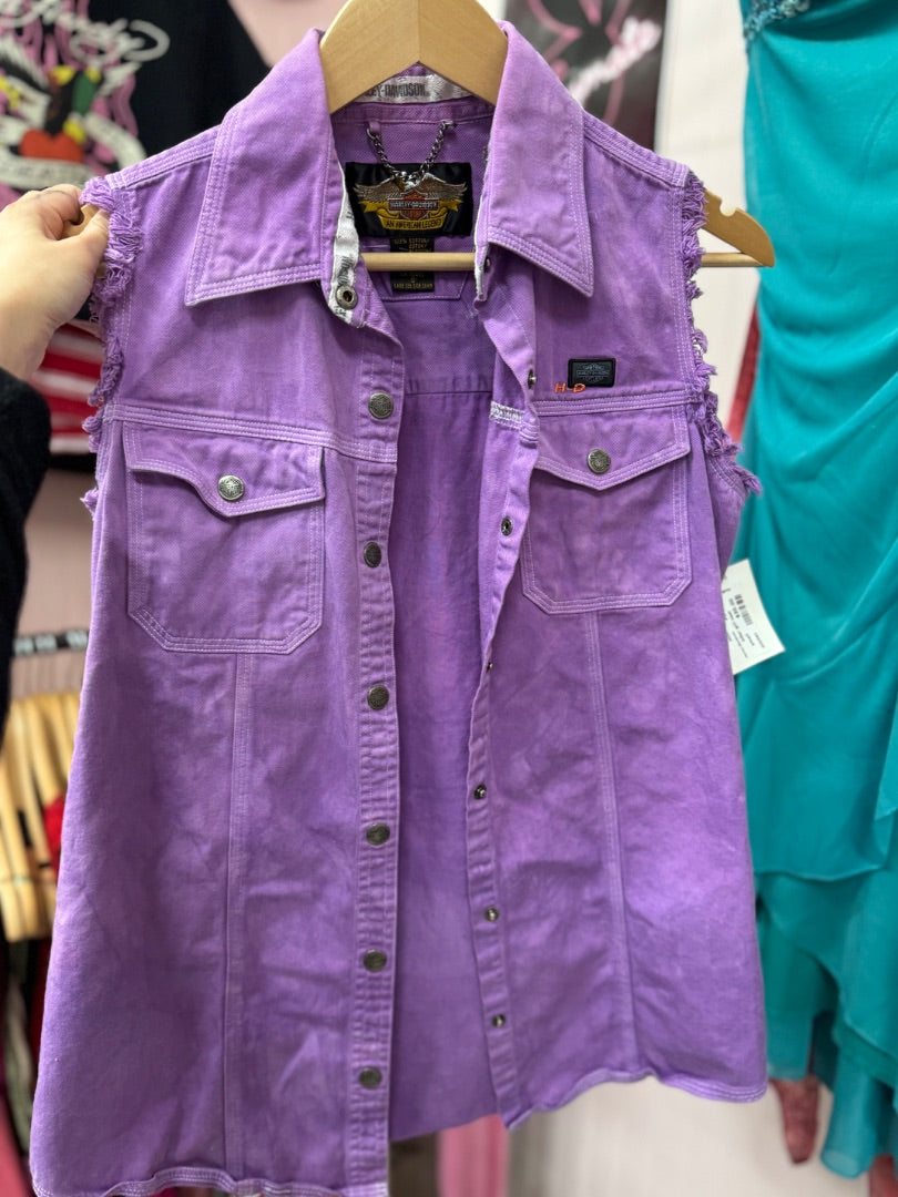 Purple Harley Davidson biker girl vest, small