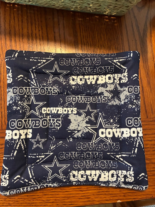 Blue/Gray “Cowboys” Trivet Pot Holder, Large