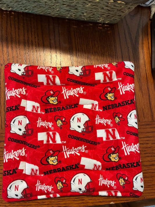 Black/Red “Nebraska” Trivet Pot Holder, Large