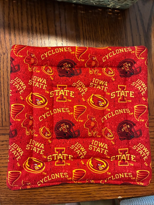 Red/Yellow “Iowa State” Trivet Pot Holder, Large
