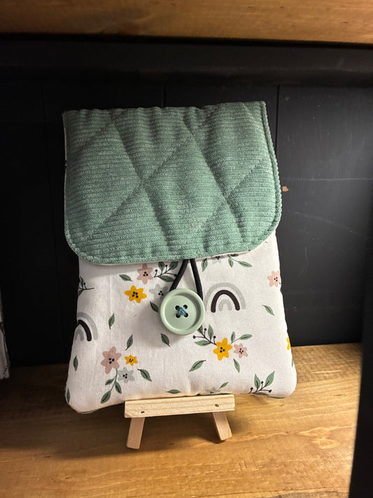 Sage w/ flowers Fabric Flower Trivet Kindle Sleeve, Small